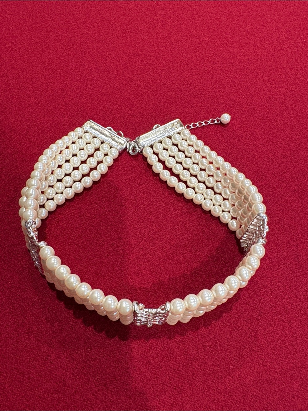 Avon Classic Ivory Faux Pearl Multi-Strand Choker Necklace